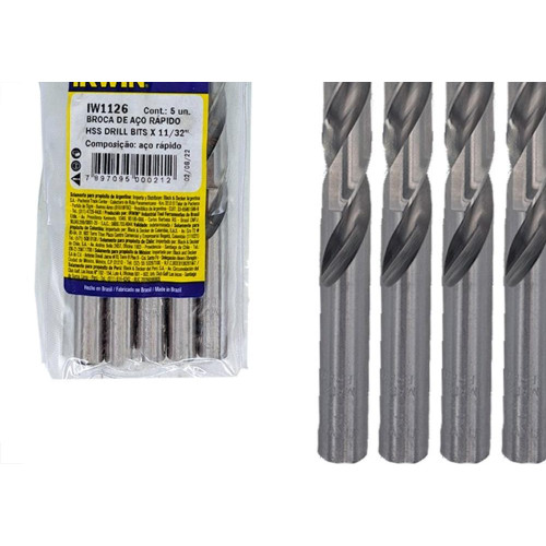 Broca Aco Rapido Irwin   11/32'' - Kit C/5 Pecas