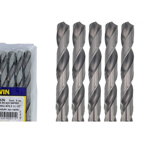 Broca Aco Rapido Irwin   11/32'' - Kit C/5 Pecas