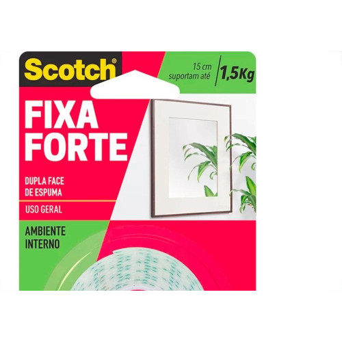 Fita Dupla Face 3M Fixa Forte Espuma 24Mm X 1,5M - 1,5Kg