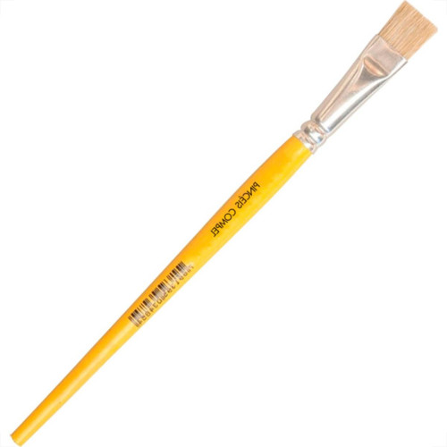 Pincel Compel Chato Cerda Branca 14 - Kit C/6 PC