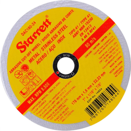 Disco Starrett Inox 7  X 1,6X7/8'' - Kit C/12 PC
