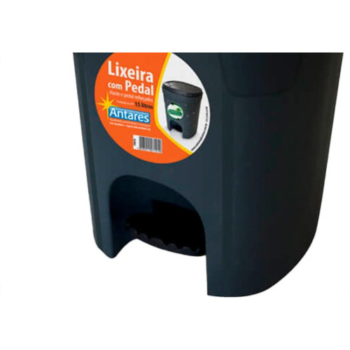 Lixeira C/Ped.Antares 15Lt Preta