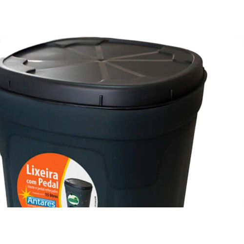 Lixeira C/Ped.Antares 15Lt Preta