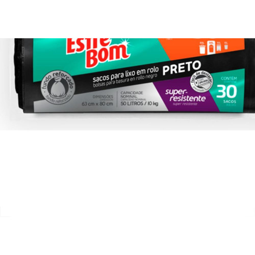 Saco P/Lixo Esfrebom Pto 50Lt C/30