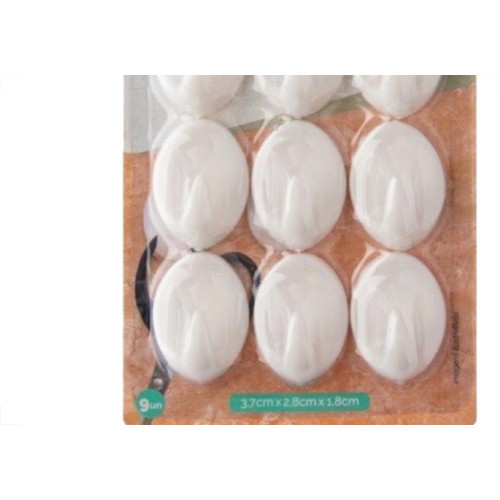 Kit 9 Ganchos Plastico 3,5X2X1,5Cm