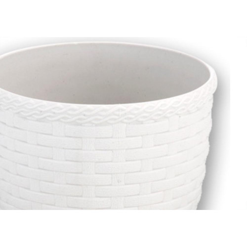 Vaso Rattan Redondo Branco Mini