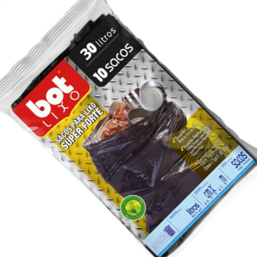 Saco P/Lixo Sup.Forte Pr. 30L C/10