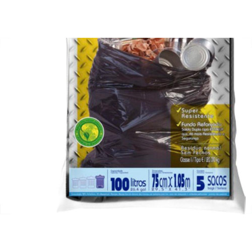 Saco P/Lixo Sup.Forte Pr.100L C/05