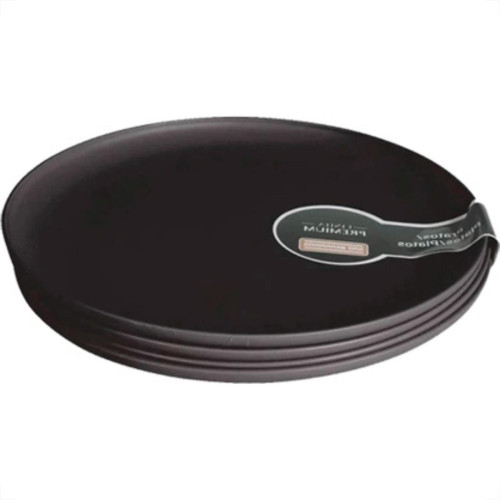 Cj.04 Pratos Rasos Peq.Preto
