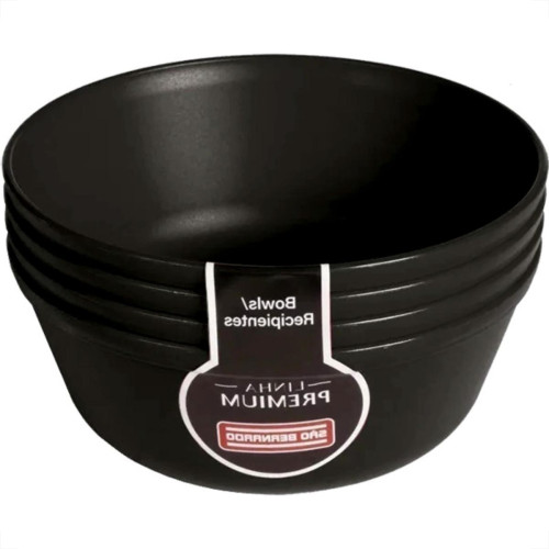 Cj.04 Bowl Pequeno Preto 450Ml