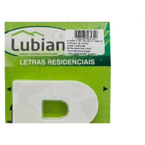 Letra Lubian 3D Branca Abs B 10Cm