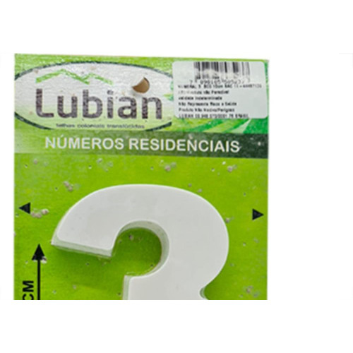 Numero Lubian 3D Branco Abs 3 10Cm