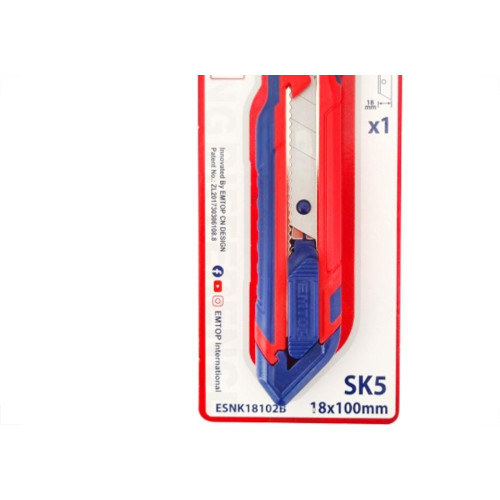Estilete Emborrachado Emtop Sk5 - 18Mm