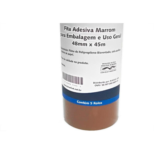 Fita Adesiva P/Embalagem Marrom Brasfort 48X 45 - Kit C/5 UN