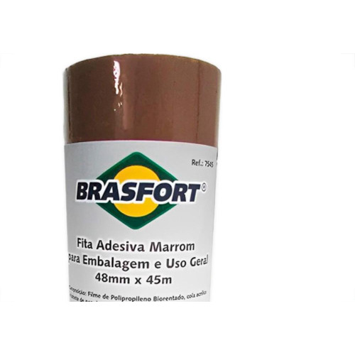 Fita Adesiva P/Embalagem Marrom Brasfort 48X 45 - Kit C/5 UN