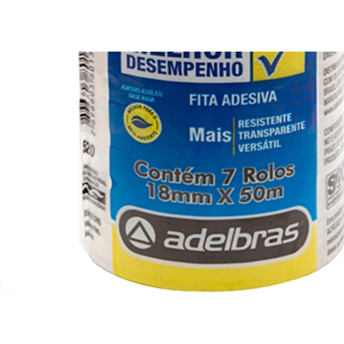 Fita Durex Adelbras 18 X 50 - Kit C/7 RL