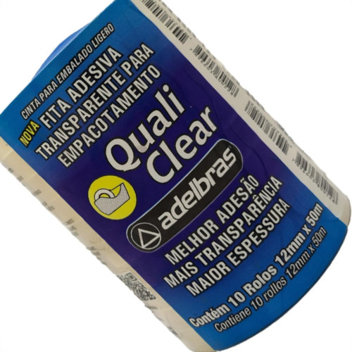 Fita Durex Adelbras 12 X 50 - Kit C/10 RL