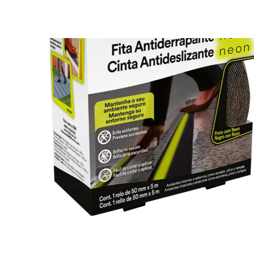 Fita Antiderrapante 3M Int.5Mt - Pto/Neon