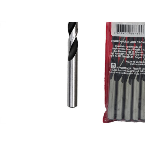 Broca Aco Carbono 3 Ponta Htom 10Mm - Kit C/5 PC