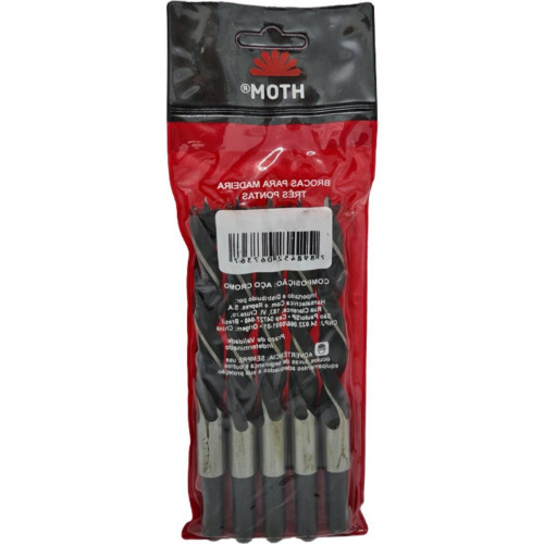 Broca Aco Carbono 3 Ponta Htom 14Mm - Kit C/5 PC