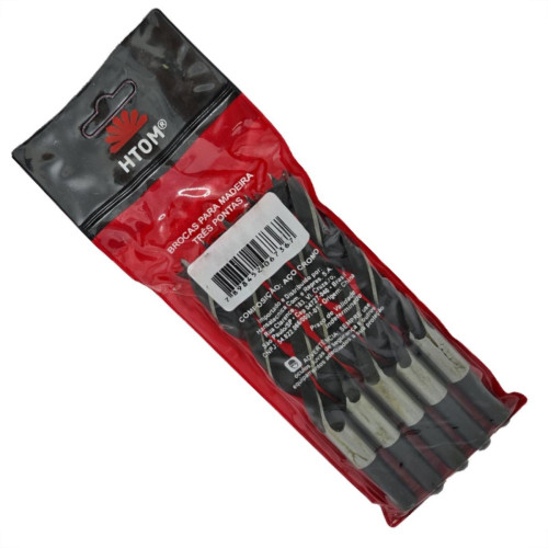 Broca Aco Carbono 3 Ponta Htom 14Mm - Kit C/5 PC