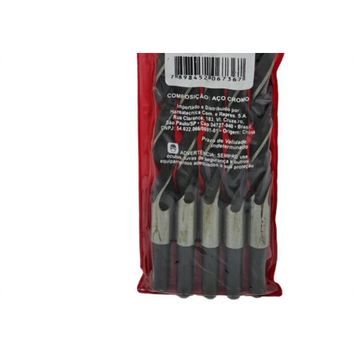 Broca Aco Carbono 3 Ponta Htom 14Mm - Kit C/5 PC