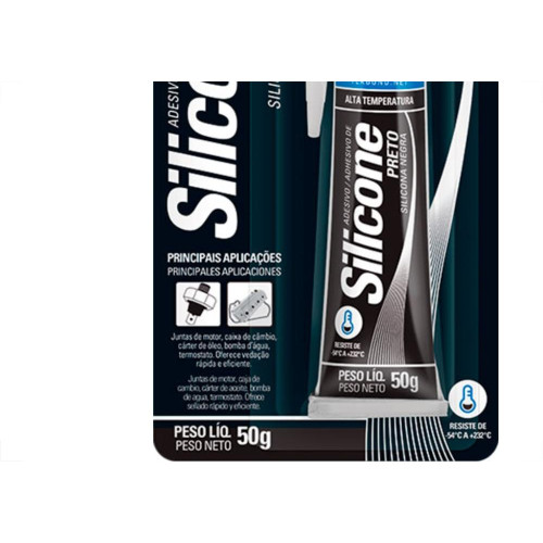 Silicone Alta Tp.Preto Tek 50G Blis