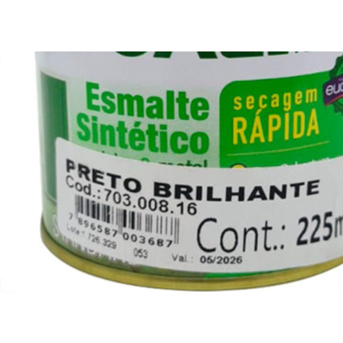 Esmalte Sintetico Eucalar 1/16 = (225ml) Preto