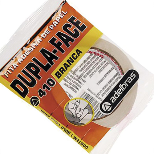 Kit C/2 - Fita Dupla Face Papel Branco Adelbras 12X30M