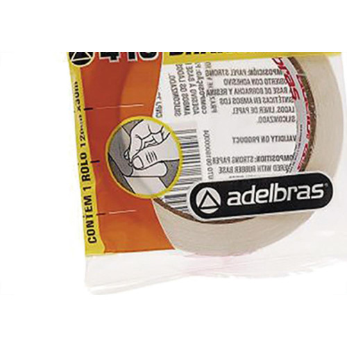 Kit C/2 - Fita Dupla Face Papel Branco Adelbras 12X30M
