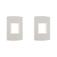 Kit C/2 - Espelho Placa Peesa Alfa P1505 4X2 2Modulo Branco