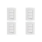 Kit C/4 - Conjunto Peesa Alfa 1507A 3 interruptores Simpl...