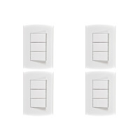 Kit C/4 - Conjunto Peesa Alfa 1507A 3 interruptores Simpl...