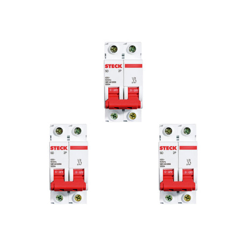 Kit C/3 - Disjuntor Steck Din Bipolar 10A Sd62 3Ka