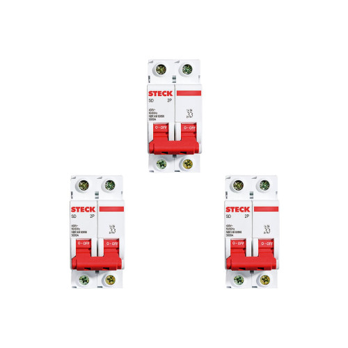 Kit C/3 - Disjuntor Steck Din Bipolar 20A Sd62 3Ka
