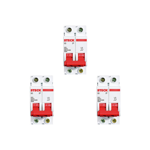 Kit C/3 - Disjuntor Steck Din Bipolar 63A Sd62 3Ka