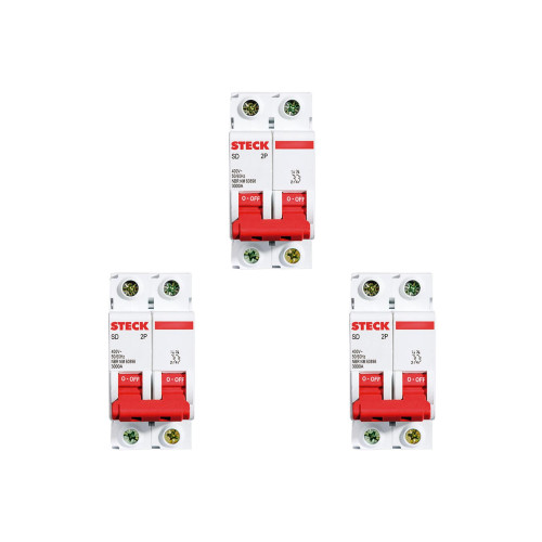 Kit C/3 - Disjuntor Steck Din Bipolar 80A Sd2 10Ka