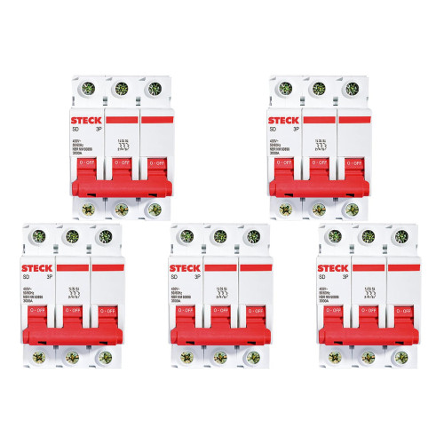 Kit C/5 - Disjuntor Steck Din Tripolar 63A Sd63 3Ka