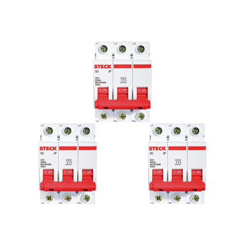Kit C/3 - Disjuntor Steck Din Tripolar 80A Sd3 10Ka