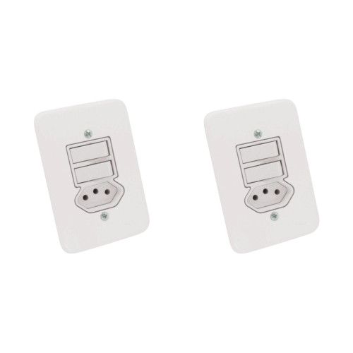Kit C/2 - Conjunto Radial Pollar 1901111 2Pp 1Tomada 10A