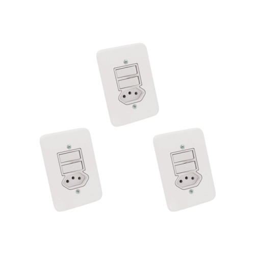 Kit C/3 - Conjunto Radial Pollar 1901111 2Pp 1Tomada 10A