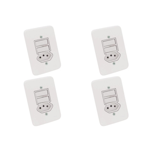 Kit C/4 - Conjunto Radial Pollar 1901119 2Ss 1Tomada 10A