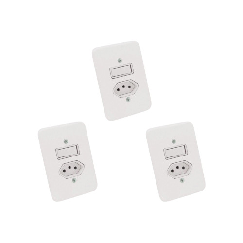 Kit C/3 - Conjunto Radial Pollar 1901112 1P 1Tomada 10A