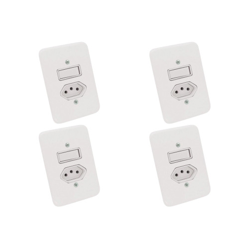 Kit C/4 - Conjunto Radial Pollar 1901112 1P 1Tomada 10A