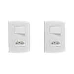Kit C/2 - Conjunto Peesa Alfa 1543A 1 Interruptor Sim.Tomada  ..