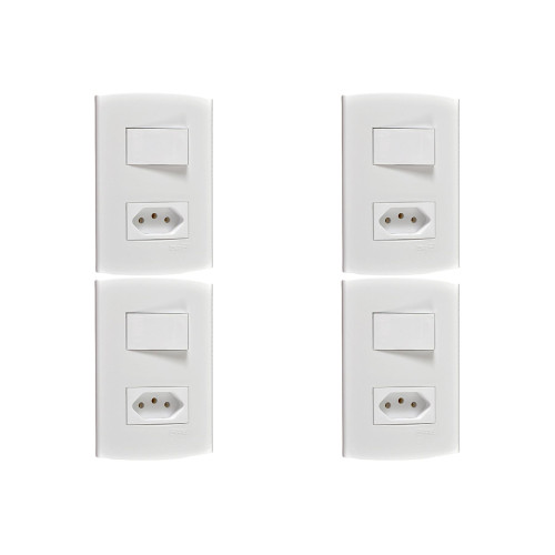 Kit C/4 - Conjunto Peesa Alfa 1543A 1 Interruptor Sim.Tomada  ..