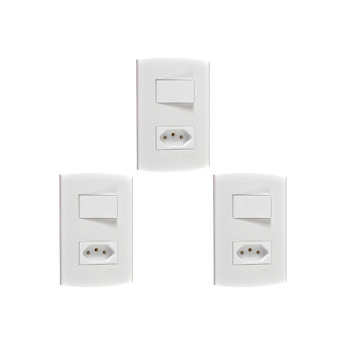 Kit C/3 - Conjunto Peesa Alfa 1543B 1 Interruptor Par.Tomada  ..