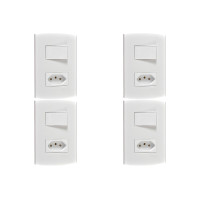 Kit C/4 - Conjunto Peesa Alfa 1543B 1 Interruptor Par.Tomada  ..