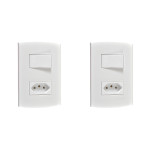 Kit C/2 - Conjunto Peesa Alfa 1546A 1 Interruptor Sim.Tomada  ..