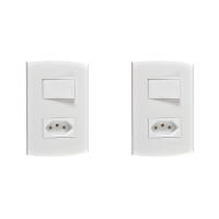 Kit C/2 - Conjunto Peesa Alfa 1546A 1 Interruptor Sim.Tomada  ..